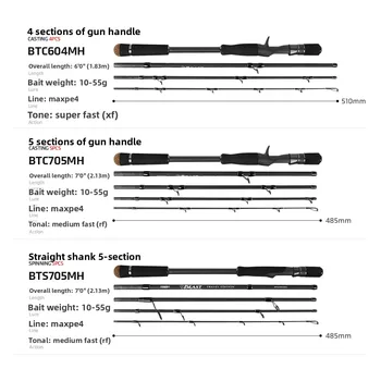 Road Sub-rod 4/5 Section Portable Carbon Gun Straight Handle Rod Black Long Throw Travel Fresh Sea Water Fishing – Rod – view 3
