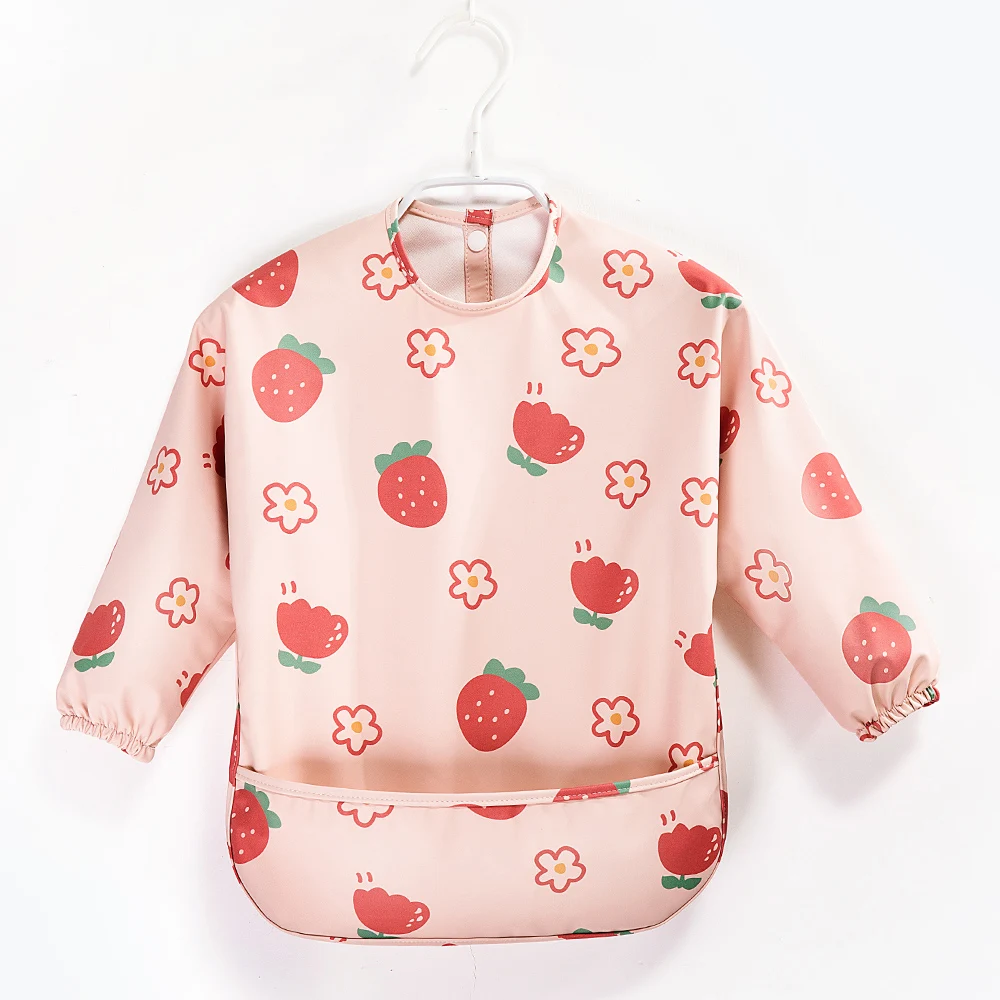 OEM PU Waterproof Baby Bibs infant Toddler Long Sleeve Feeding Bib With Food Catcher Super Soft easy Clean manufacture