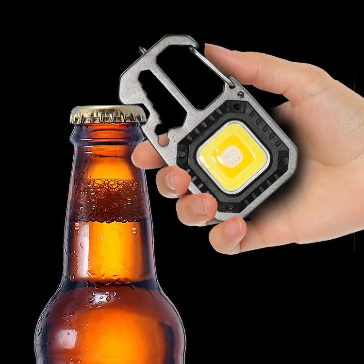 Монолитный светодиодный водонепроницаемый портативный многофункциональный мини-брелок перезаряжаемый фонарик с отвертками и открывалкой для