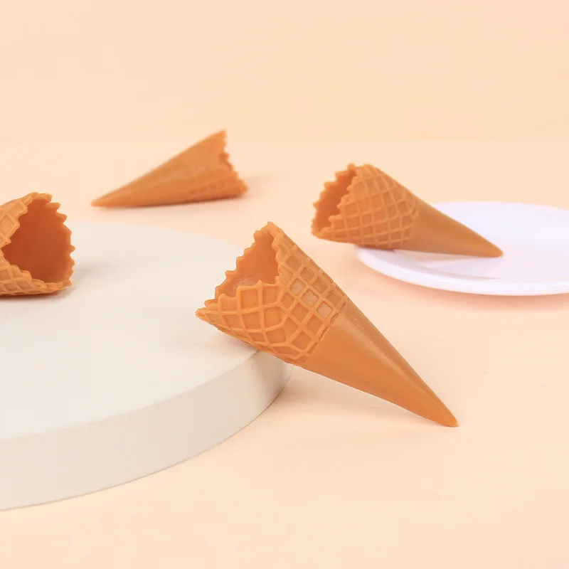 Fake Food Crispy Cone Charm Display Prop Simulate Ice Cream Cone DIY Craft Model