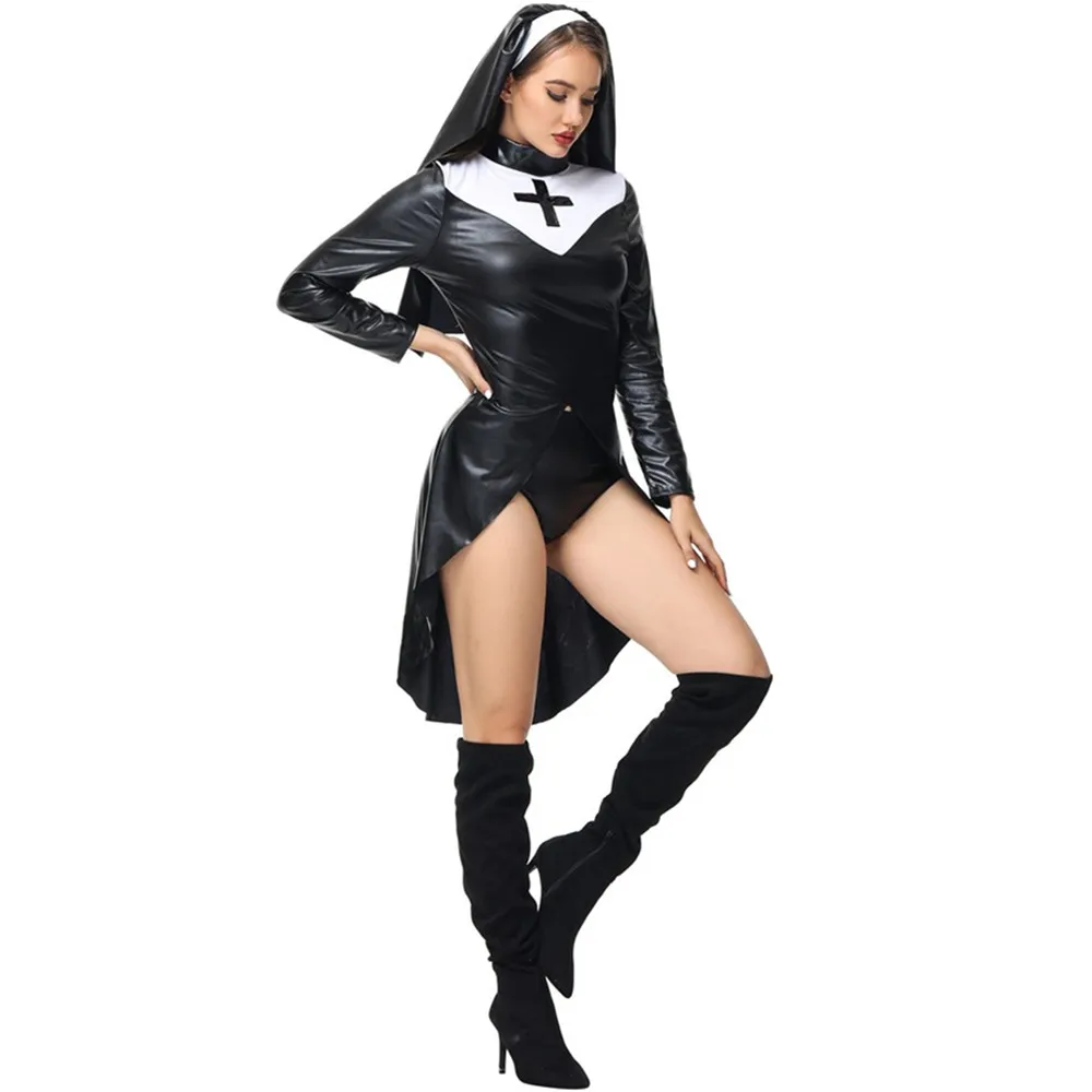 Sexy Nun Costume for Women Faux Leather Bad Naughty Nun Roleplay Fancy Dress  Halloween Virgin Mary Cosplay Costume| Alibaba.com