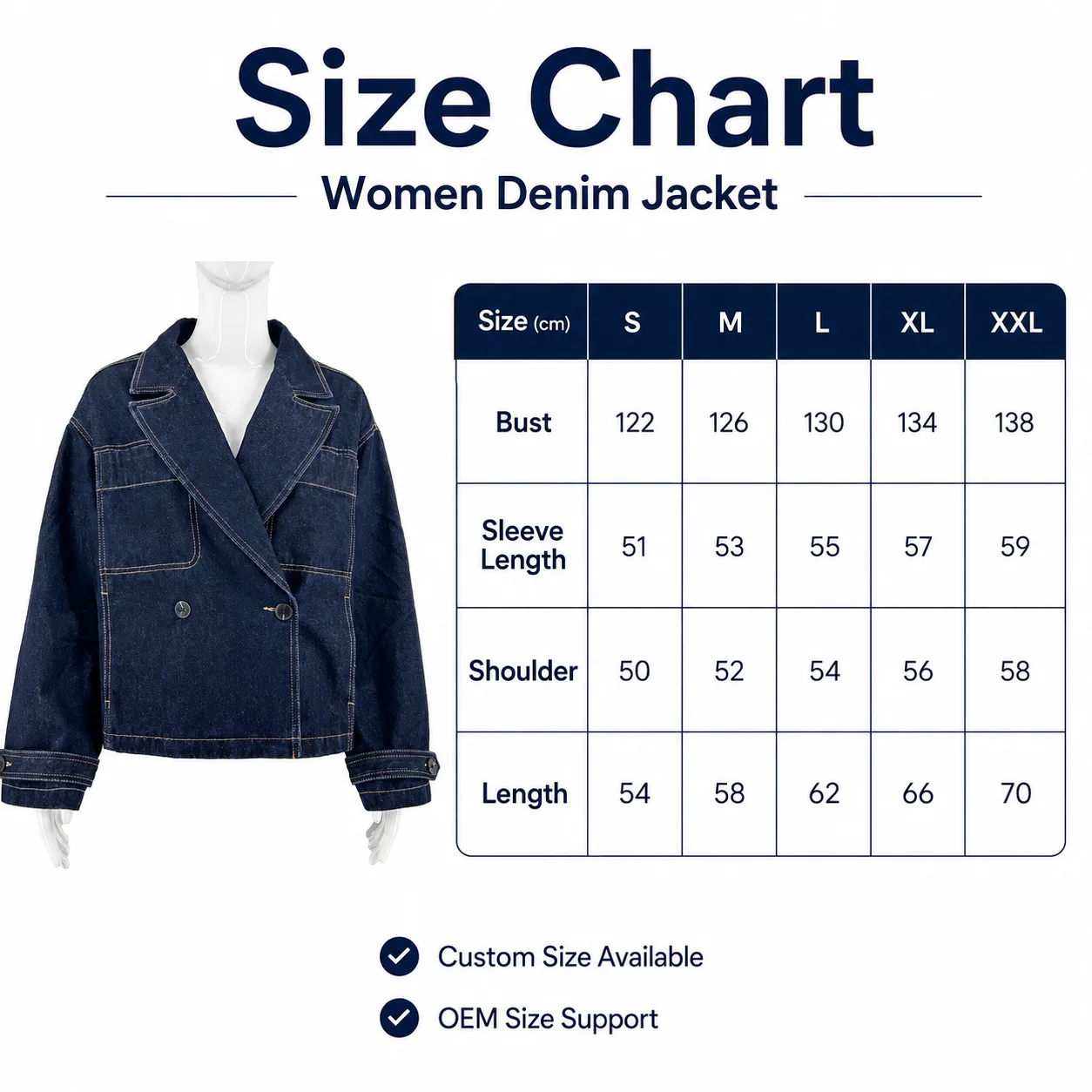 Oversized Denim Blazer Jacket Premium Dark Wash Classic Casual Denim Jacket