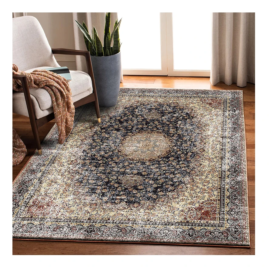 Customized 3D Black Vintage Living Room Persian Design Carpets and Rugs