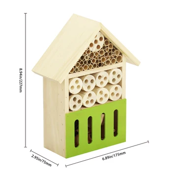 Outdoor garden Wooden Insect Bee House eco-friendly Insect Hotel Honeycomb Room Wood Bee Hives with color roof