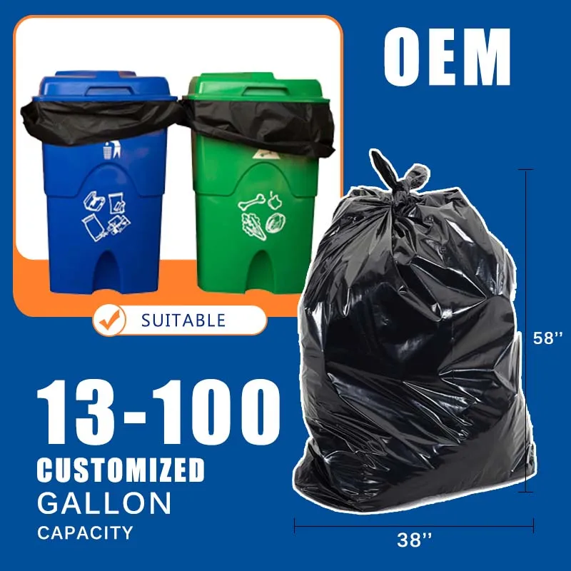 Heavy Duty 13 30 45 50 60 65 95 100 Gallon Plastic Trash Bag - China Garbage  Bags and Trash Bag price