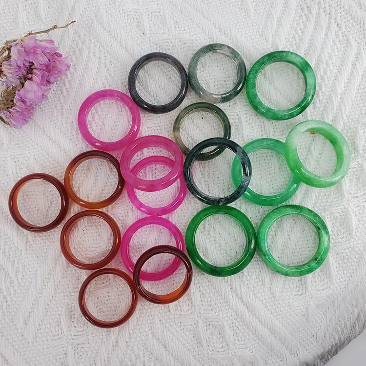 Wholesale Natural Stone Agate Jadeite Jade Ring for Women