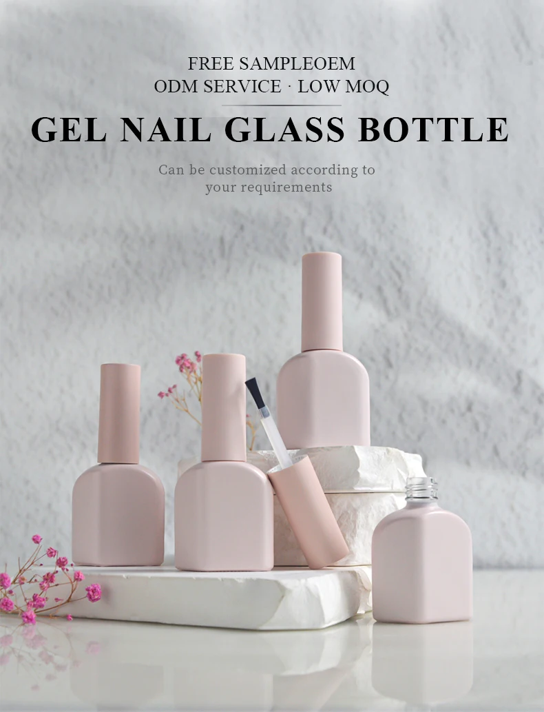 Luxury Sale 12ml Cute Pink Empty Luxury Square Nail Polish Bottle For