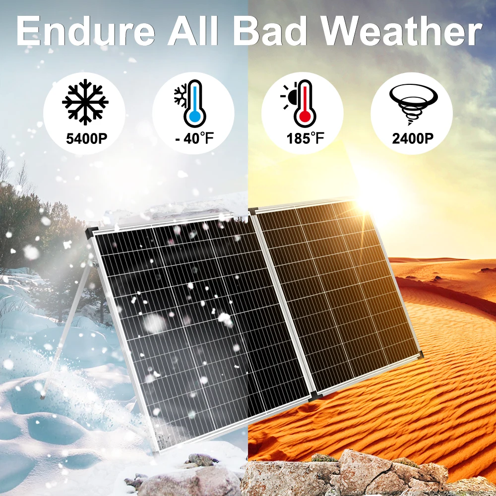 Free Shipping Dokio USA STOCK 18V 200W Rigid Foldable Solar Panel 18V 20A 12V Controller Panel Solar Easy to Carry for Camping