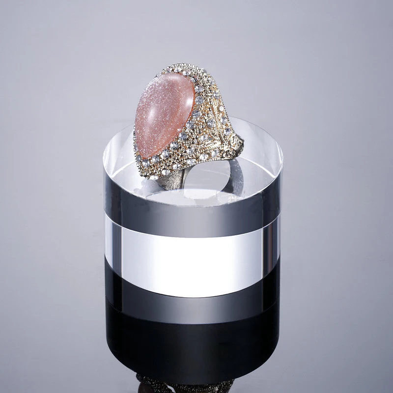 BL005 оптовая продажа Круглый прозрачный акриловый выставочный блок от