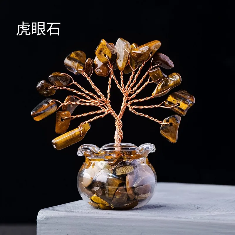 Mini Natural Tree of Life Chakra Copper Wire Money Crystal Tree for ...