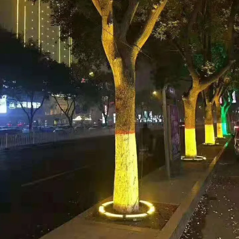 DMX Outdoor RGB Color Palm Tree Ring Light 18W IP65 Waterproof Park Garden Spotlight Landscape Pole Post Coconut Hug Tree Lamp
