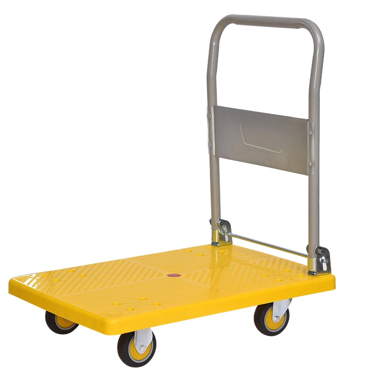 Heavy Duty Platform Hand Truck Flat Plastic Cart Trolley 300kg 4-wheel ...