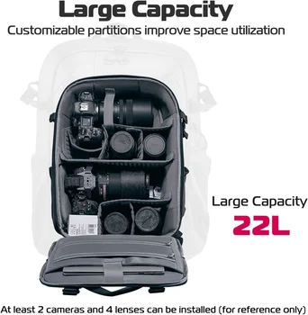 Camera Backpack Professional Bag, Waterproof Photography Camera Case Anti Theft Travel for Photographers DSLR Mirrorless detail image