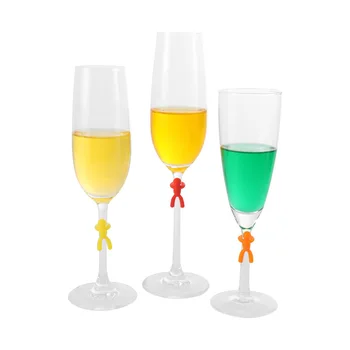 Silicone Wine Glass Marker Drinking Glass Identification Labels Tag Signs for Bar Party Martinis Cocktail Champagne Stem Glasses