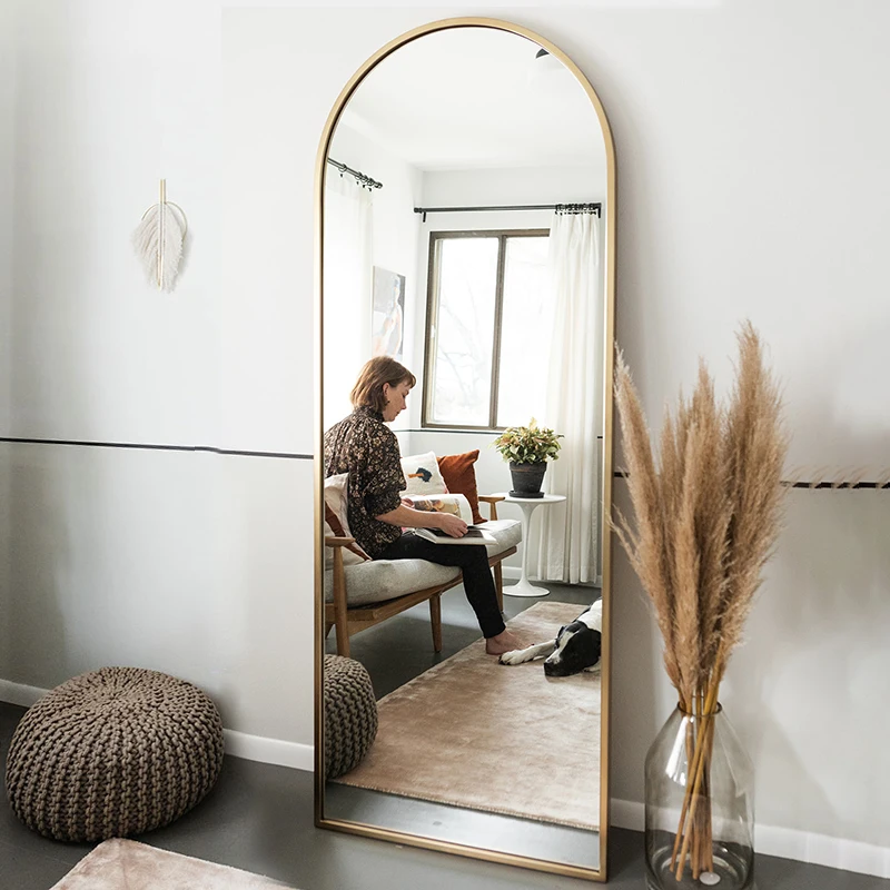 MDF Arched Simple Modern Frame Large Full Length Floor Dressing Mirror Wall Decoration Mirror