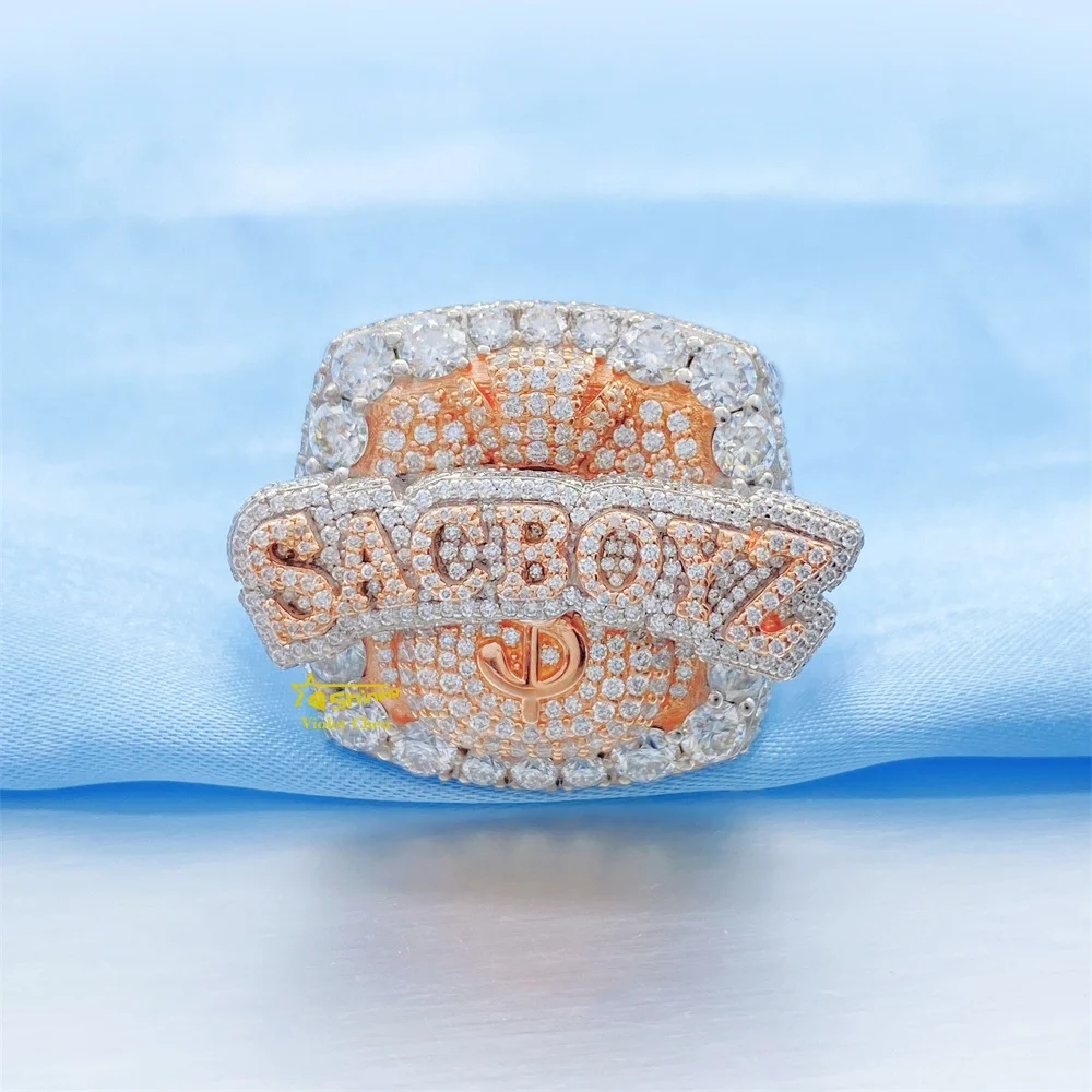 2022 Personal Custom Two Tone Iced Out Moissanite Diamond Champion Men Championship Rings