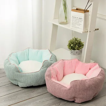 Small Animal Winter Warm Cat Nest Double-Sided Dog Bed Silk and Bamboo Cotton Pet Supplies Plush Thickened for Summer