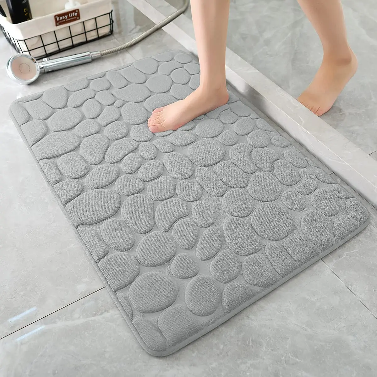 40x60cm/50x80cm)Cobblestone Home Bath Mat Coral Fleece Bathroom