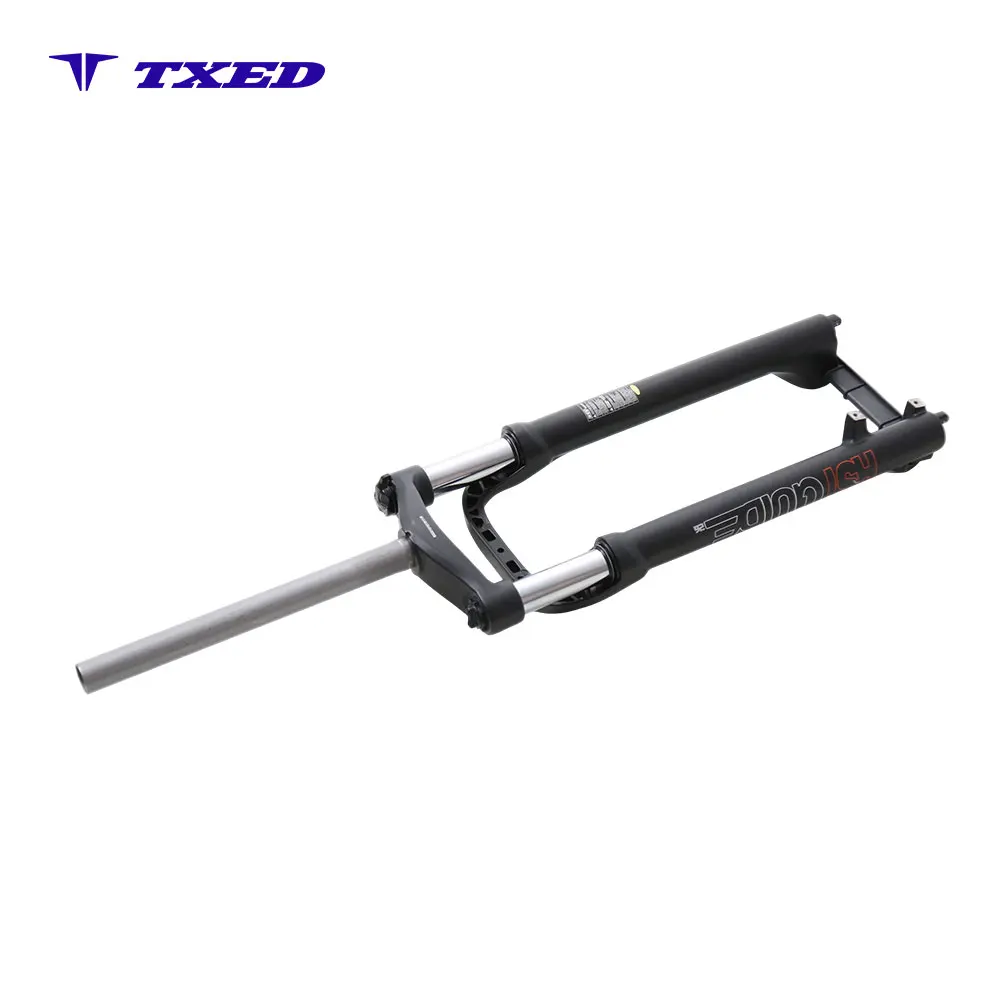 26 Inch Coil Suspension Fork with Straight Steerer Manual Hydraulic Lockout 135mm Dropout Aluminum Legs Matte Black 75mm Travel