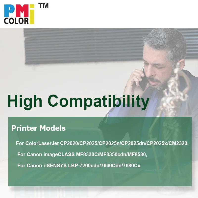 Совместимый цветной тонер-картридж для HP CC530A для Canon CRG-118 CRG-318 CRG-418 CRG-718