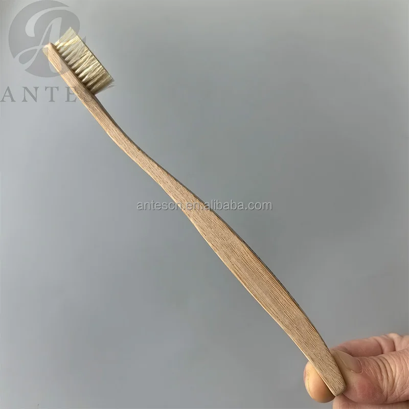 Natural Bristle Bamboo Toothbrush Round Handle Biodegradable Bamboo Boar Toothbrush with Custom Private logo