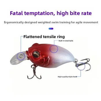 Luya Rock Little Fat Mino Floating ABS Artificial Hard Bait Perch Bow False Bait with Hooks – Hard Lure – view 3