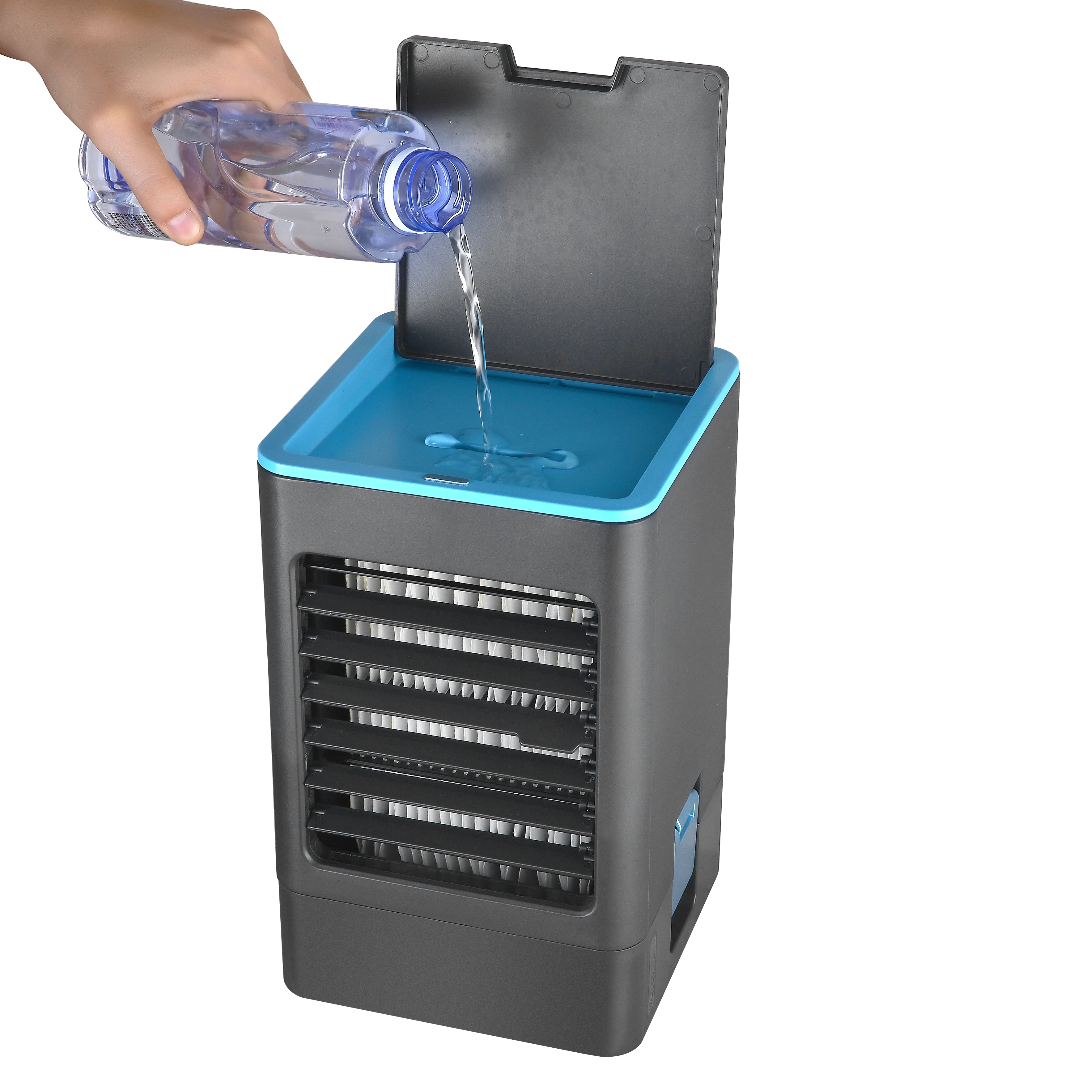 Draagbare, kleine, oplaadbare airconditioner met verdampingskoeling en mini-ventilator voor thuisgebruik_voghion.com