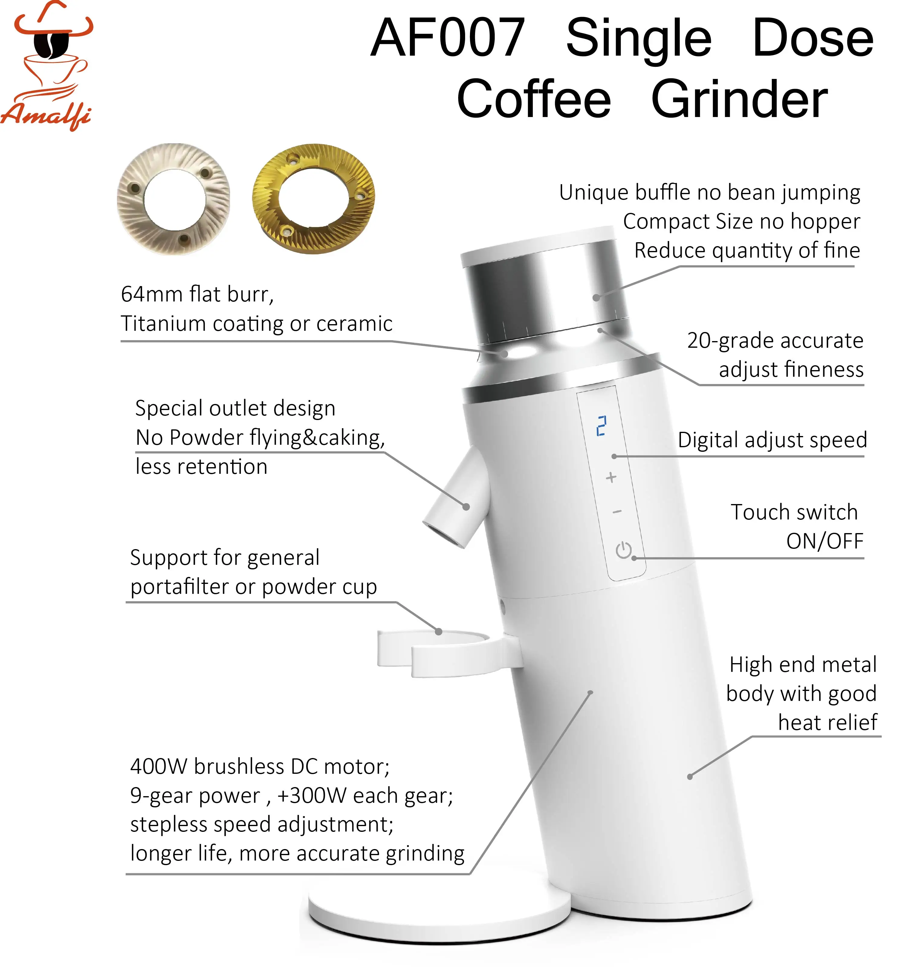 2022 New Arrival 64 Burr Electric Single Dose Espresso Coffee Grinder