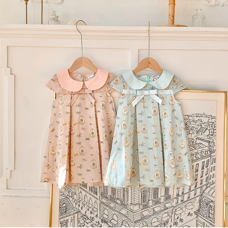 Корейский Летний дизайн 2023, платья для маленьких девочек, платье для малышей, хлопковое платье с вышивкой, оптовая продажа детской одежды, бутики 0329