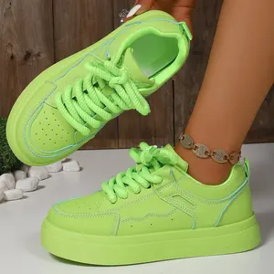 Custom Logo Solid Candy Color German Training Shoes Size 43 Casual Chunky Tennis Moccasin Women Sneakers Girl Skateboard Shoes