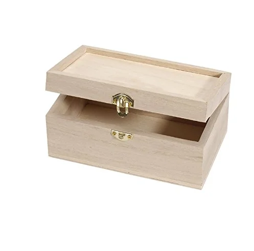 未完成的木制长方形盒子嵌入式盖子