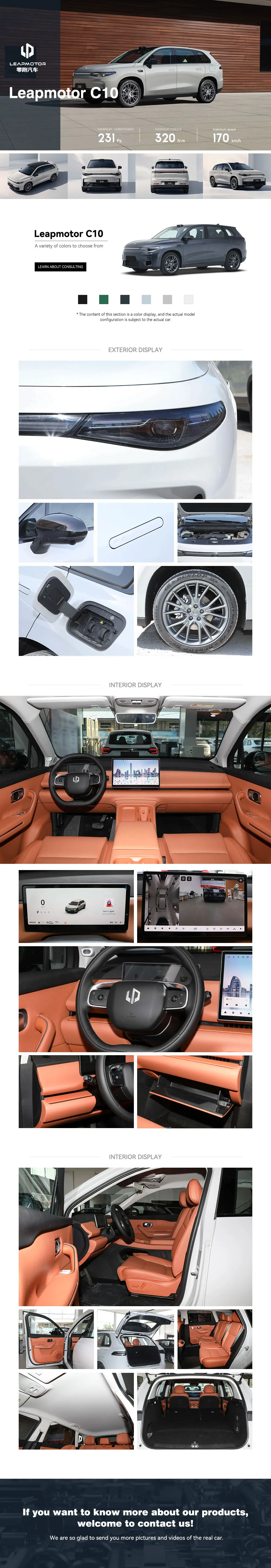 Chinese Hot Selling Hybrid Auto Leapmotor C10 5-door 5-seat SUV Extended range 231 hp EV Cars For Sale manufacture