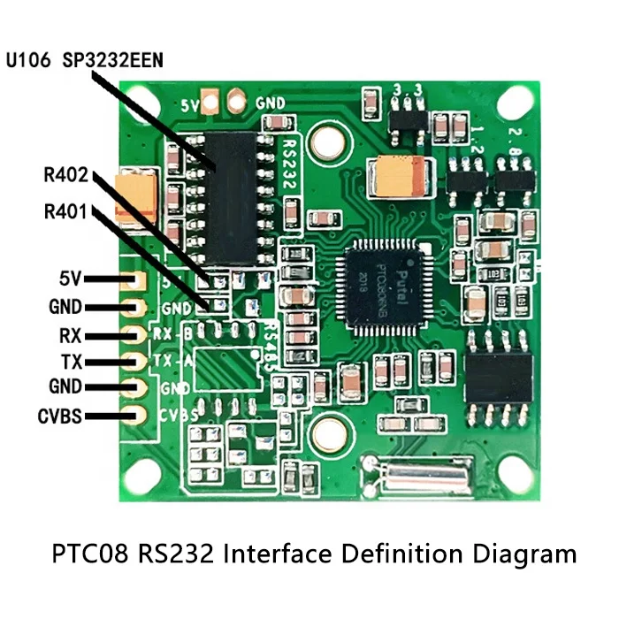 OEM 30W pixel Camera vehicle monitoring TTL level serial camera agricultural monitoring PTC08B Serial Camera Modules