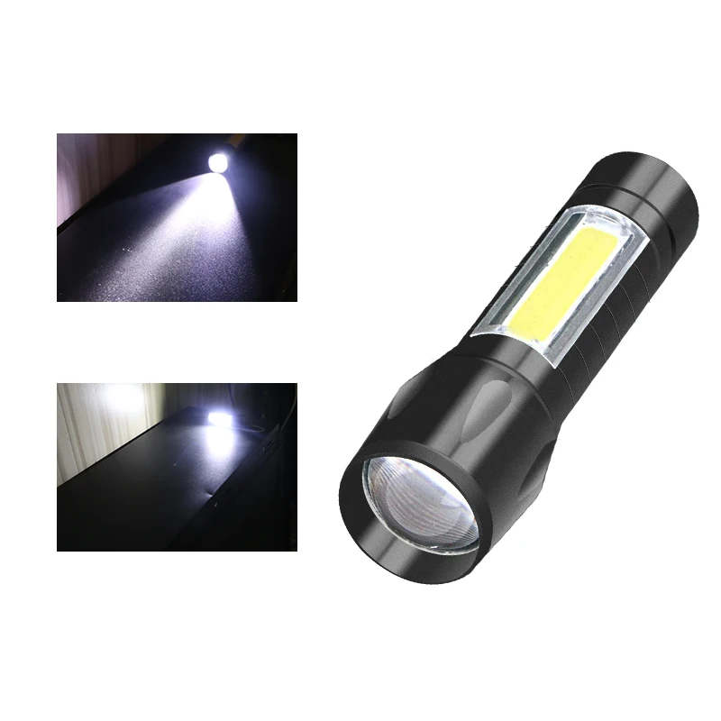 Hntoolight Small Rechargeable Flashlight - 10W T6 LED Zoomable Mini Torch With USB Charging
