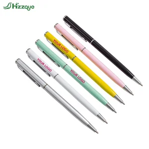 Customized Logo Metal Slim Body Twist Ballpoint Pen 1.0mm Writing Width Laser Engraved Promotional Gifts