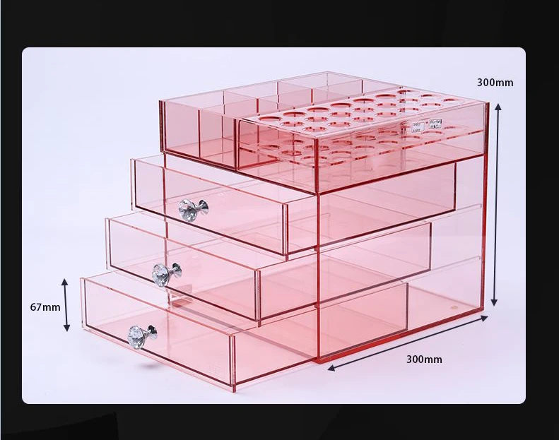 Custom Rectangular Cosmetic Storage Box Dust-proof Transparent Display Drawer Storage Box
