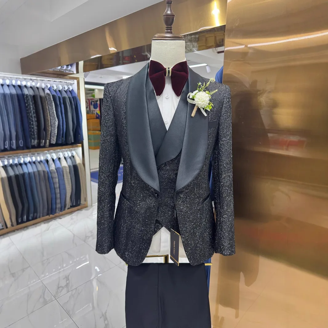 Tailor-Made Luxury 3pc Men's Wedding Suit for Groom Prom Anti
