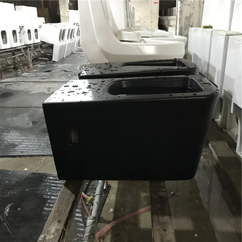 Northern Europe Modern High End Custom Designer Bathroom WC Matte Black Wall Hung Toilets
