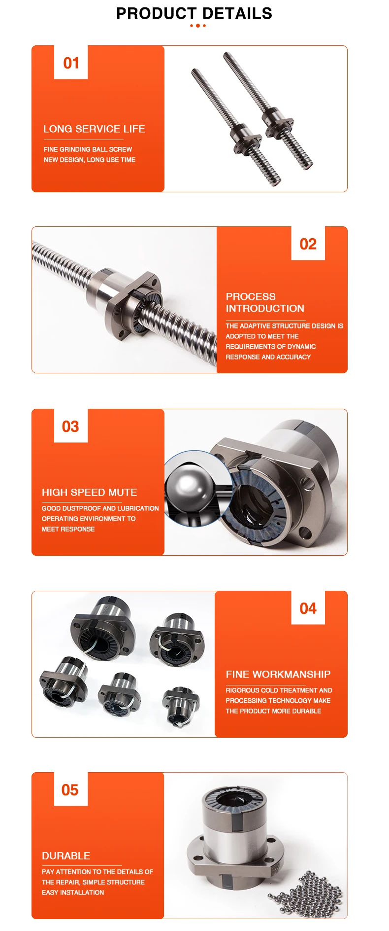 Large Pitch 50mm Diameter Ball Screw Nut Sfy5050 For Heavy Duty Machine