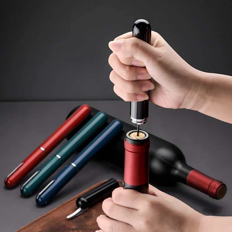 Top seller custom pen style bar accessories gifts air pump wine opener corkscrew wine bottle opener