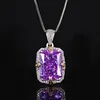 Ice Flower cut purple diamond pendant with chain