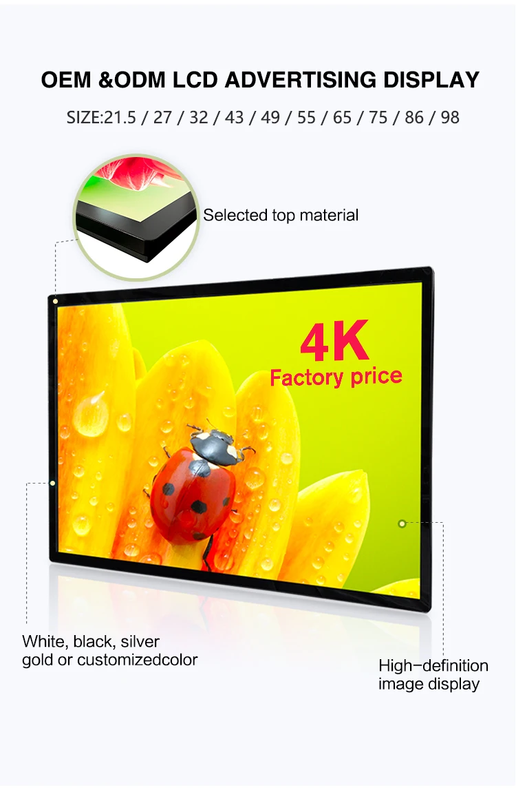 Indoor Ultra thin Wall mounted LCD screen-big sizes