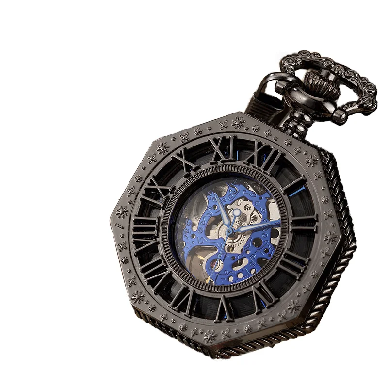 Octagonal Skeleton Automatic Pocket Watch OM-830383