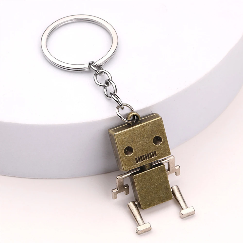 Tiny Robot Keyring Tiny Steampunk Robot Home Decor, Handmade Wood - Main Image