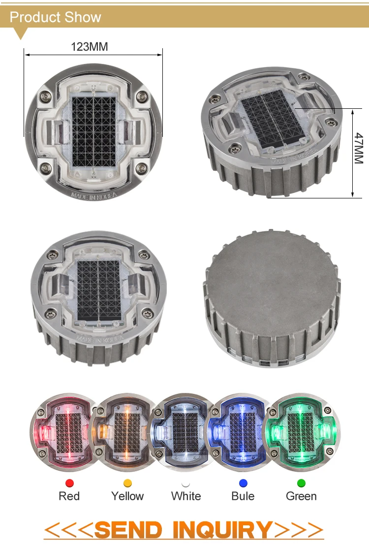 Use on the Roads Zebra Crossing Light Cat Eye Marker Dock Light Round  Aluminum LED Solar Road Stud Light, image size:750x1109