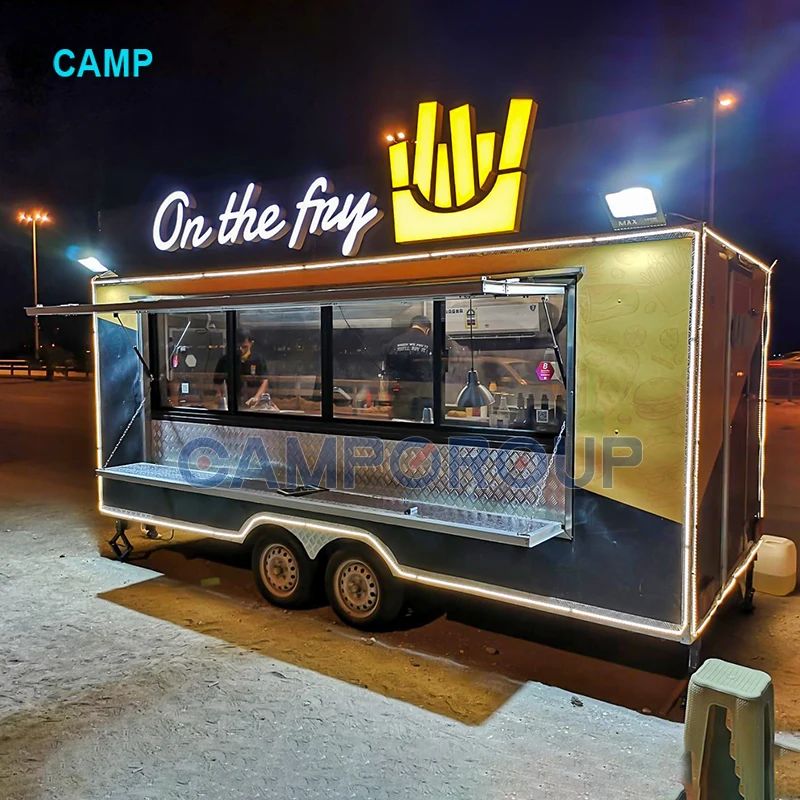 CAMPTRL Stree Mobile Kiosk Food Vending Cart Ice Cream BBQ Container Restaurant Mobile Food Truck Fast Food Trailer for Sale