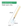 Fourchette à 3 dents en acier inoxydable avec manche long en chêne