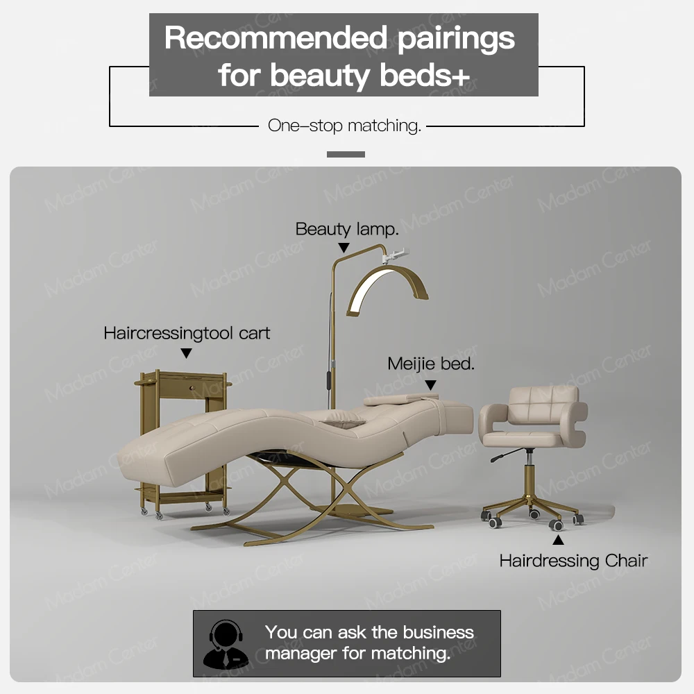 Madamcenter Luxury Black Beauty Salon Sofa Aesthetic Synthetic Leather Lash Bed for Eyebrow Facial Eyelash Extension Chair