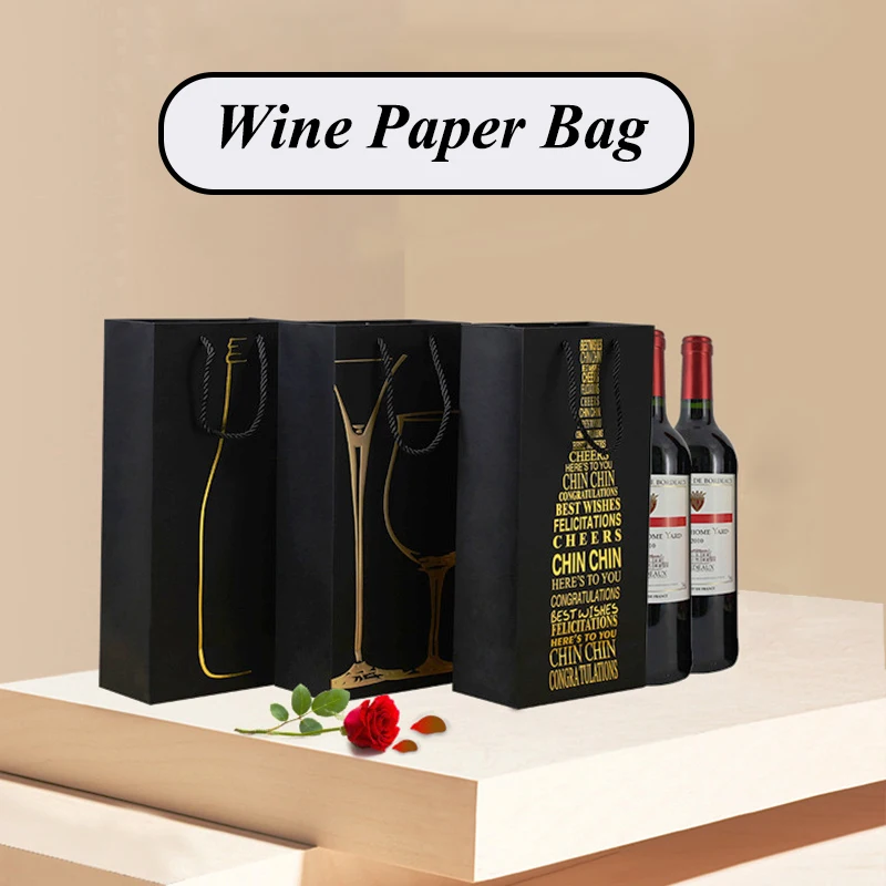 Custom Logo Fancy Hand Carry Paper Tote Wine Bottle Gift Carrier Bag ...