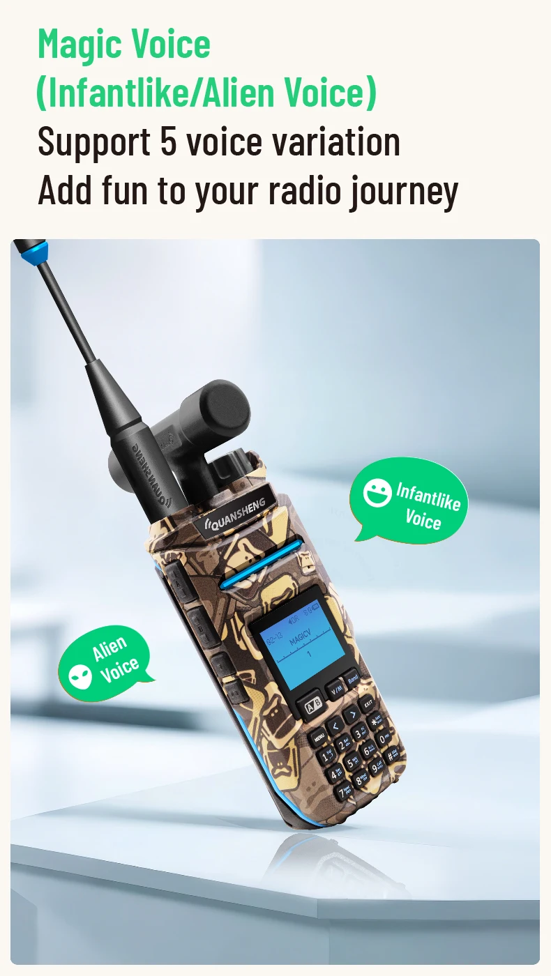 2026 New QUANSHENG TK11 IP Camouflage Analog Two Way Radio with VHF/UHF and 0-10KM Range AM FM ROHS FCC CE